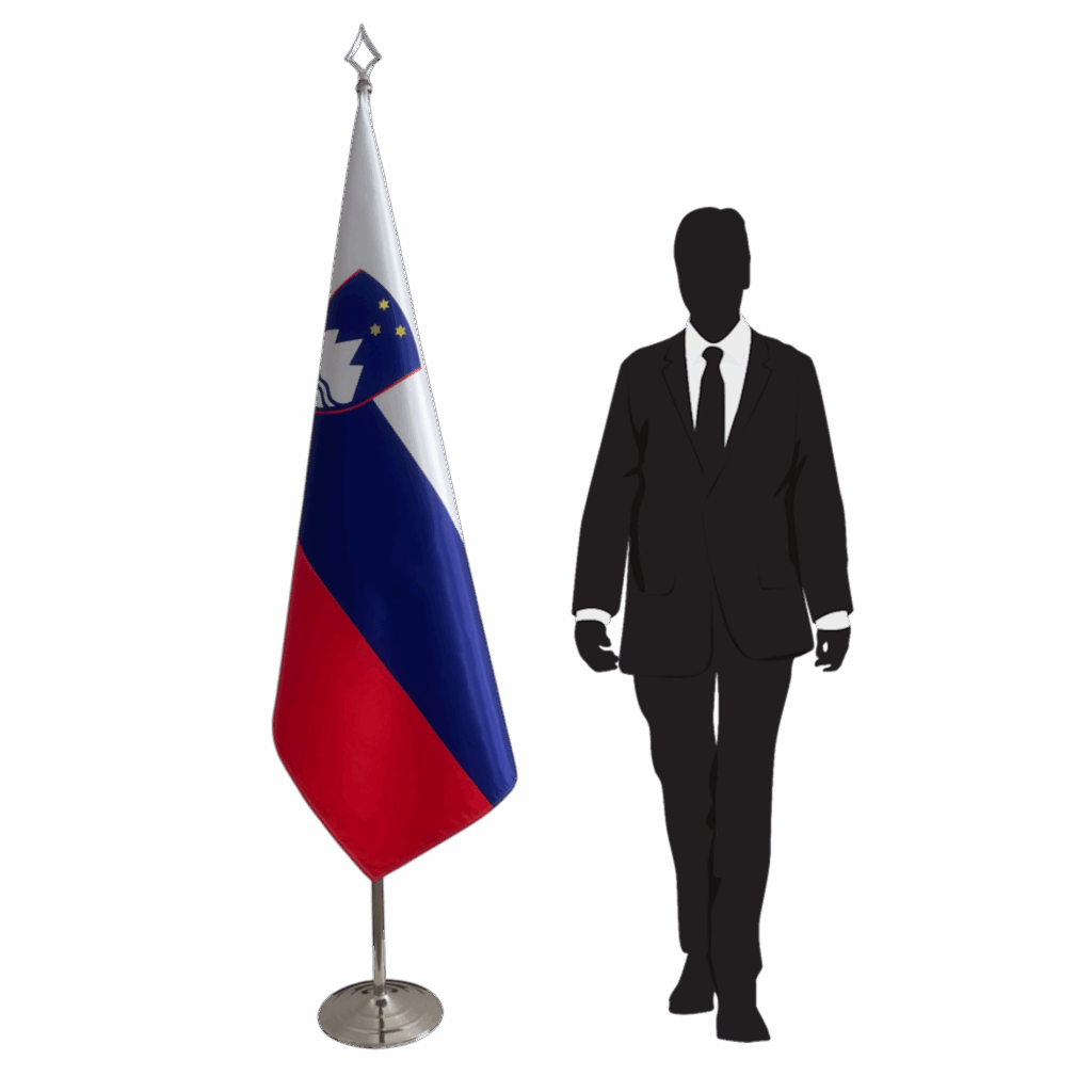 Slovenia flag on stand
