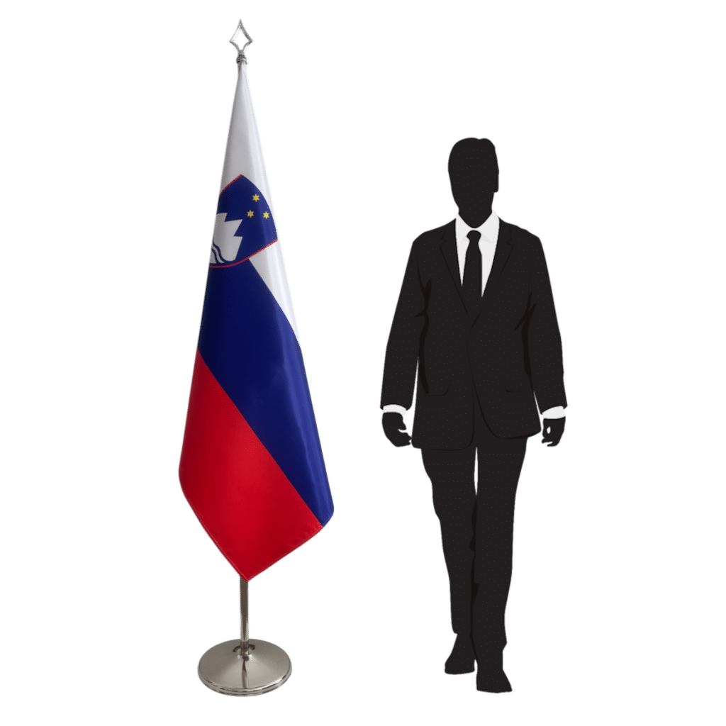 Slovenia flag on stand