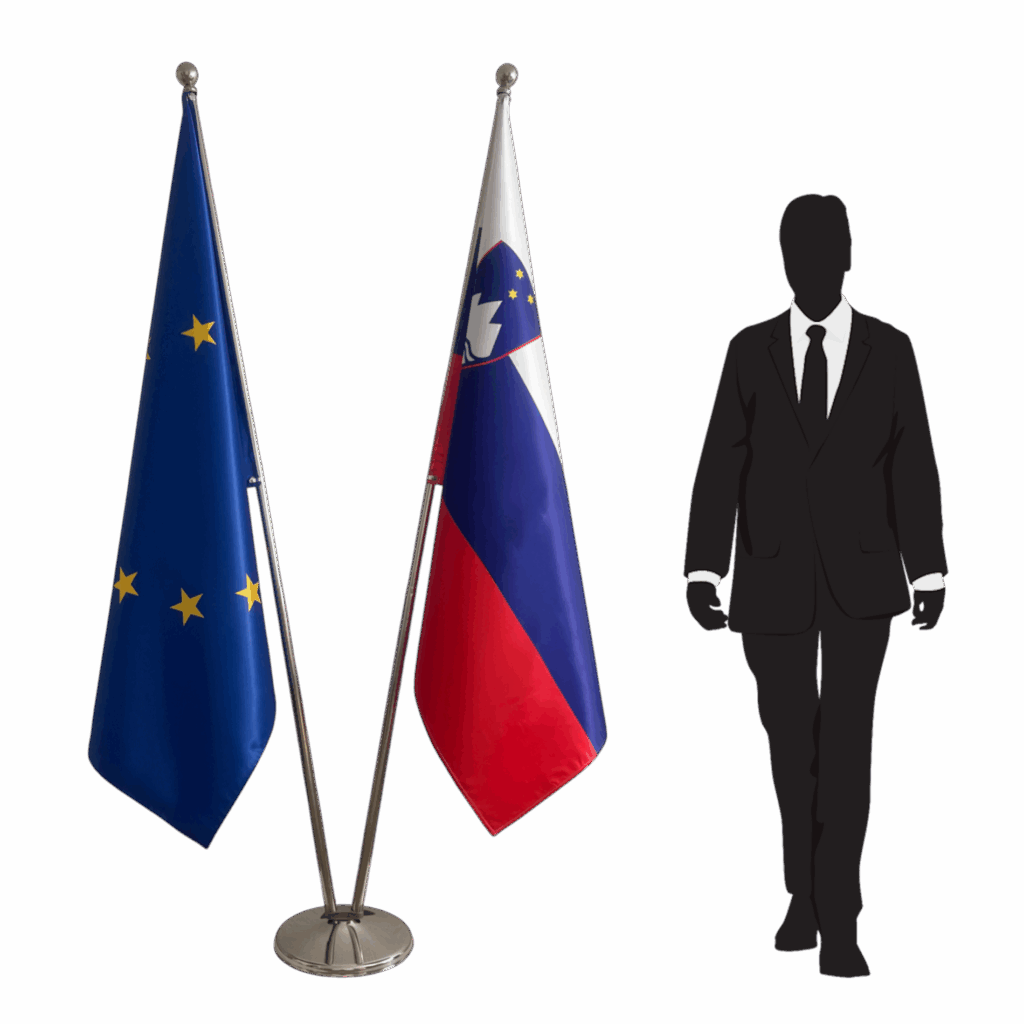 Slovenia flag on stand