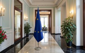 drapeau UE sur hampe