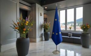 drapeau UE sur hampe