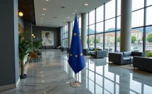 drapeau UE sur hampe