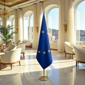 drapeau UE sur hampe