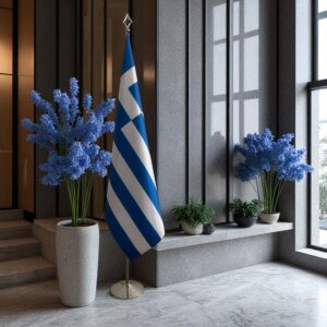 drapeau Grèce avec socle