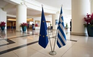 drapeau Grèce et l'UE pour bureau