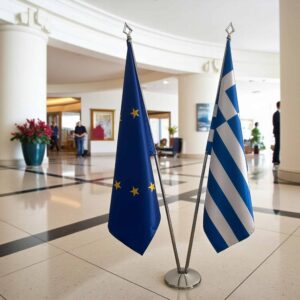 drapeau Grèce et l'UE pour bureau