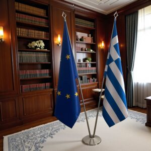 drapeau Grèce et l'UE pour bureau