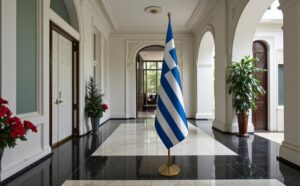 drapeau Grèce avec support