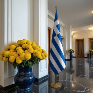 drapeau Grèce avec support