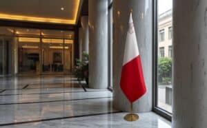 drapeau Malte avec support