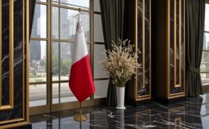 drapeau Malte avec support