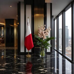 drapeau Malte avec support