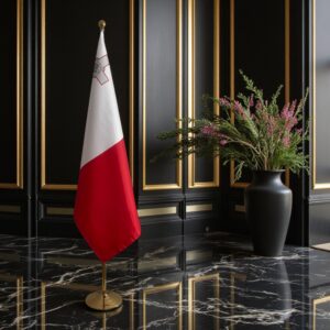 drapeau Malte avec support