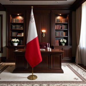 drapeau Malte avec support