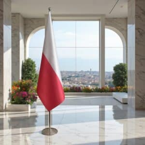 drapeau Pologne avec pied