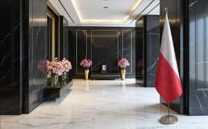 drapeau Pologne sur pied