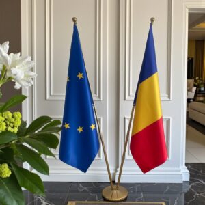 drapeau Roumanie avec socle
