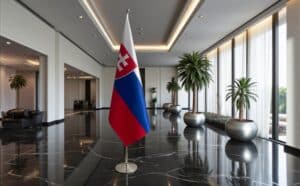 drapeau Slovaquie avec socle