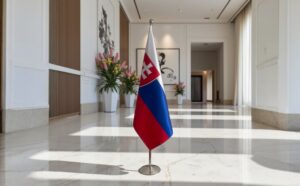 drapeau Slovaquie avec socle