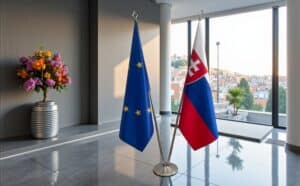 drapeau Slovaquie avec socle