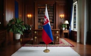 drapeau Slovaquie avec socle