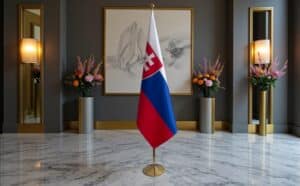 drapeau Slovaquie avec socle