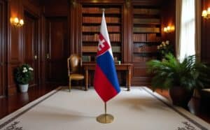 drapeau Slovaquie avec socle