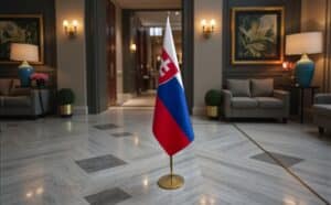 drapeau Slovaquie avec socle