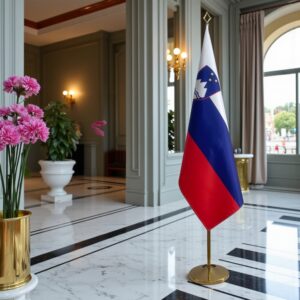 drapeau Slovenie avec hampe