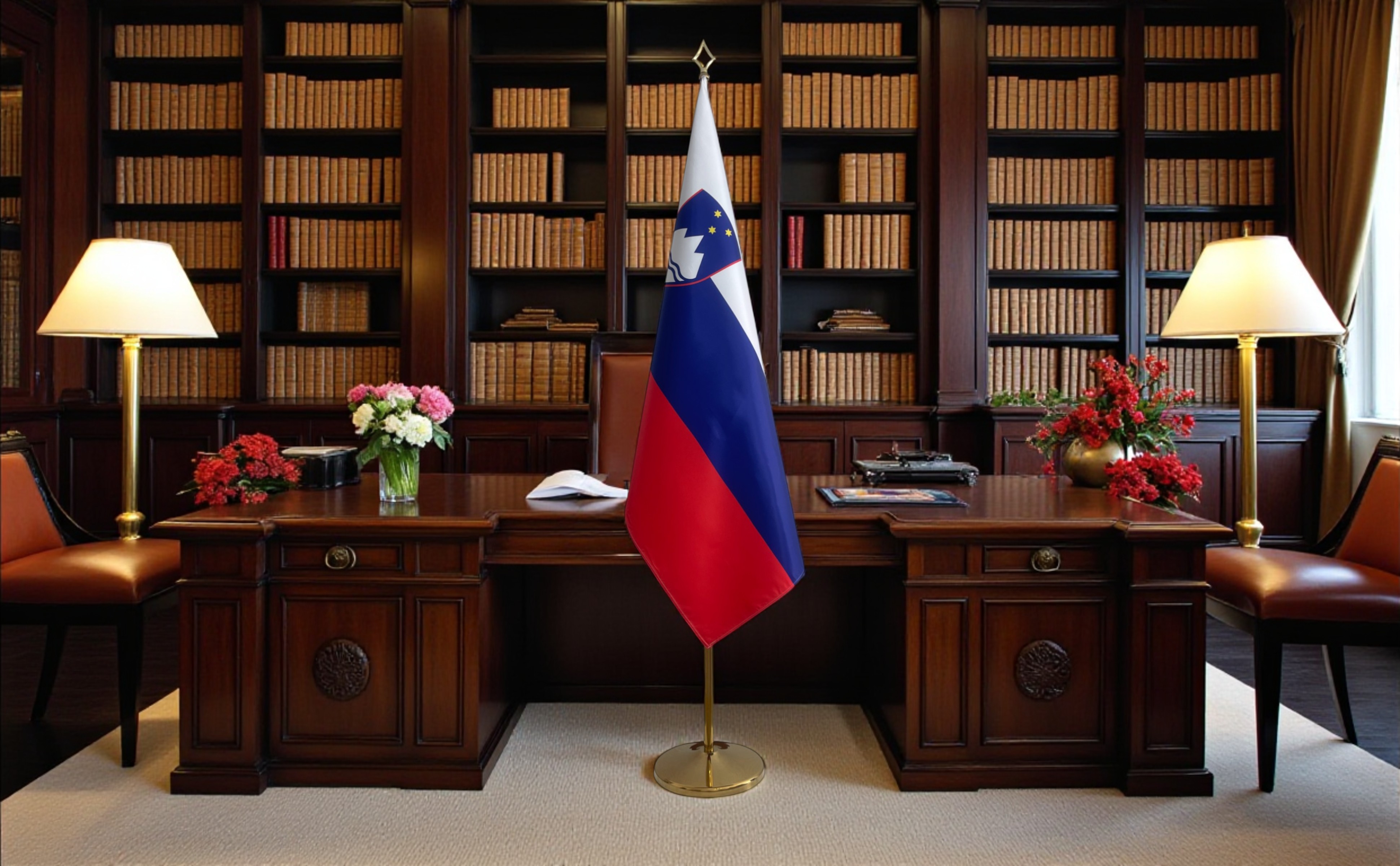 drapeau Slovenie avec hampe