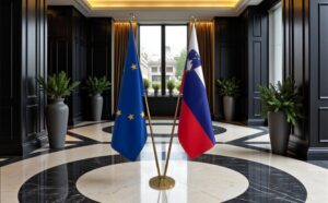 drapeau Slovenie avec hampe