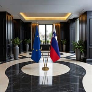 drapeau Slovenie avec hampe