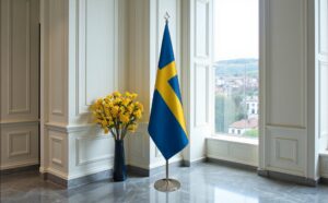 drapeau Suède avec socle
