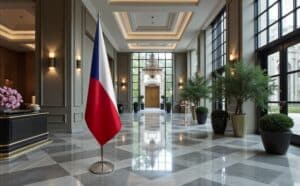 drapeau Tchequie avec pied