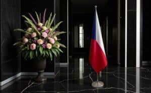 drapeau Tchequie avec pied