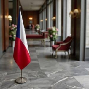 drapeau Tchequie avec pied