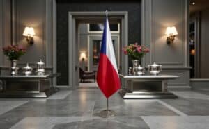 drapeau Tchequie avec pied