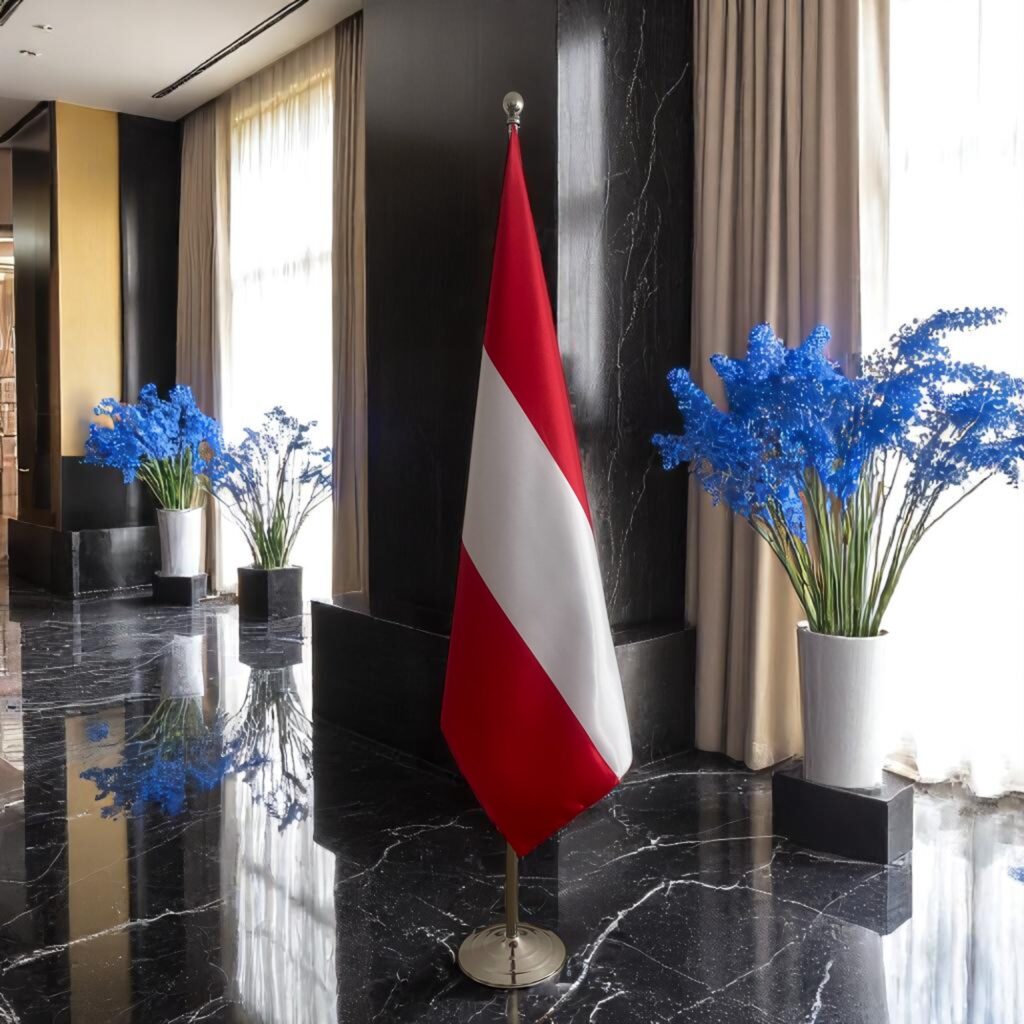 austria flag on stand