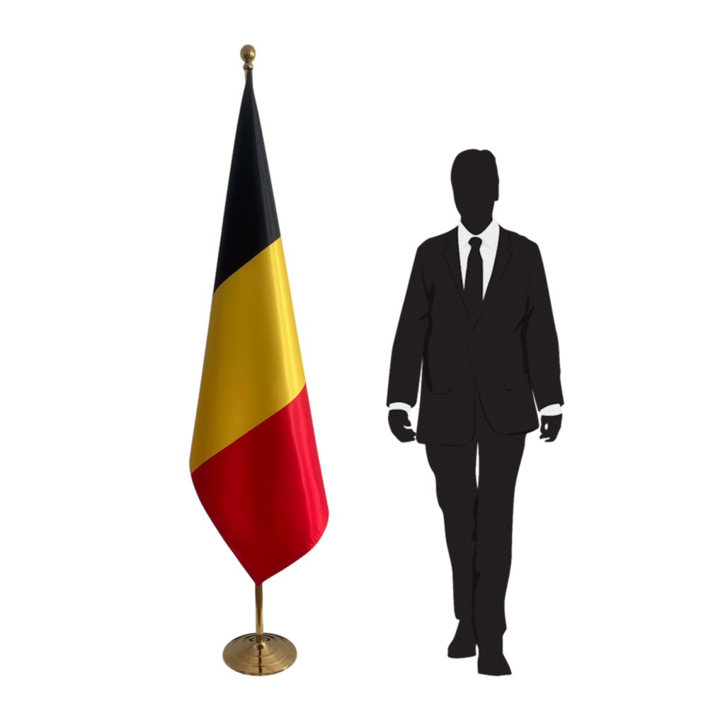 Belgian flag on stand