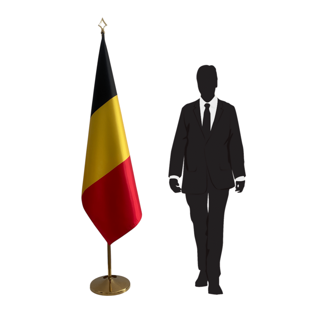 Belgian flag on stand