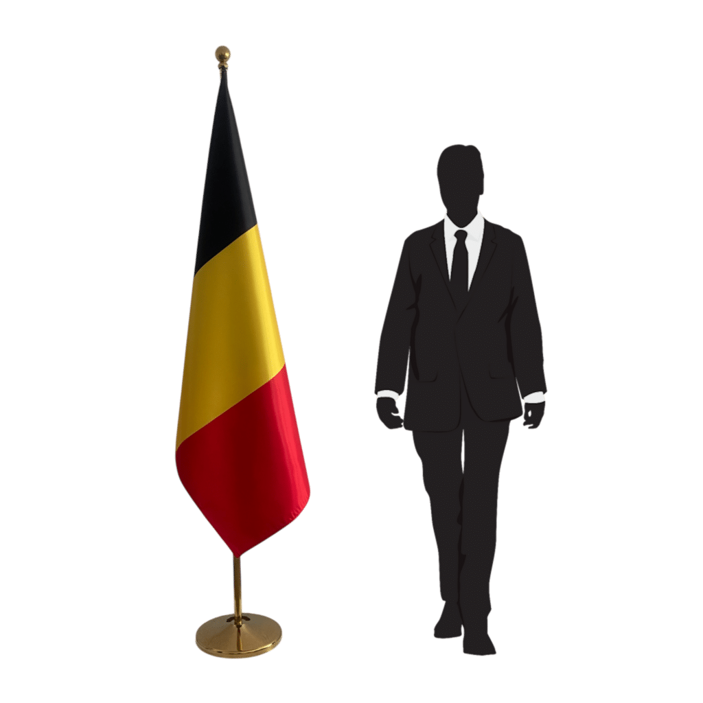 Belgian flag on stand