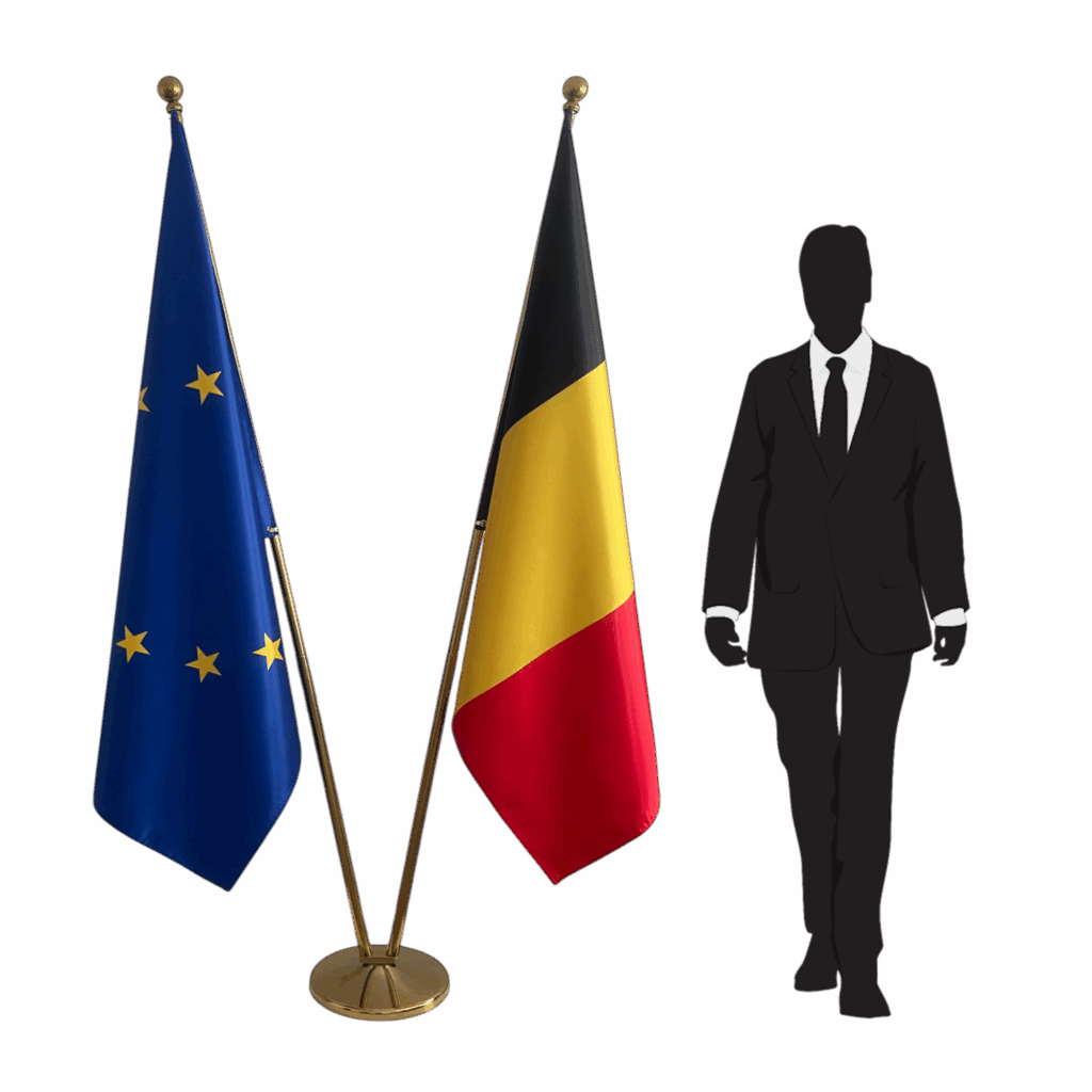 Belgian flag on stand