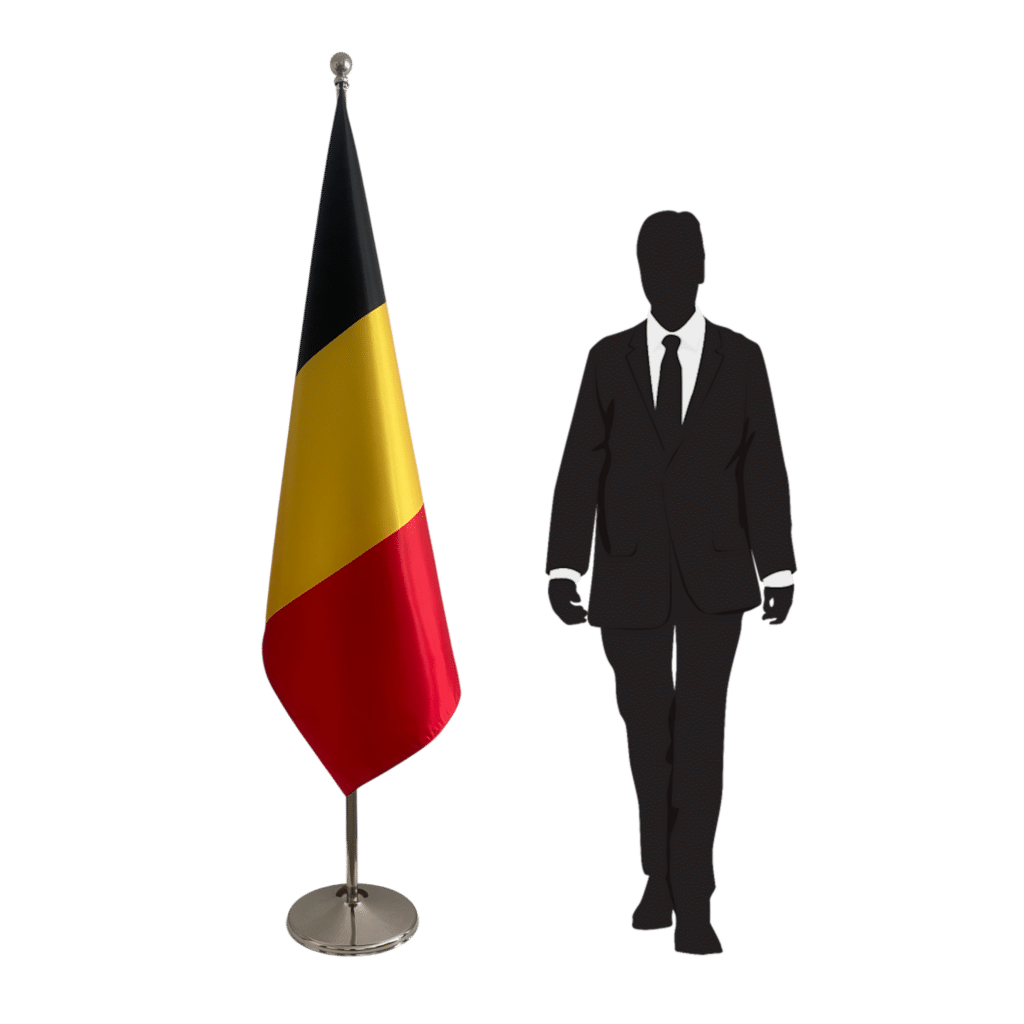 Belgian flag on stand