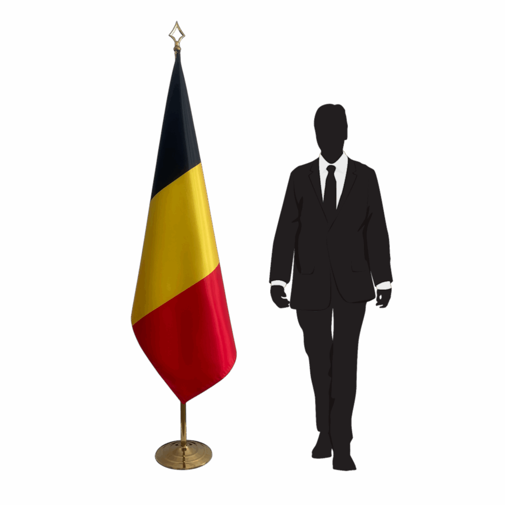 Belgian flag on stand