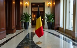 Drapeau de la Belgique avec pied