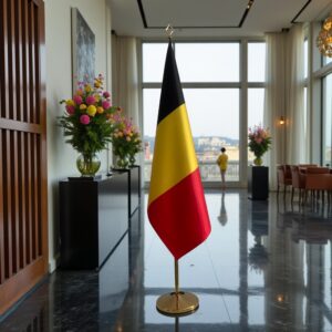 drapeau belgique sur hampe