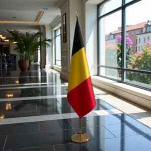 drapeau belgique sur hampe