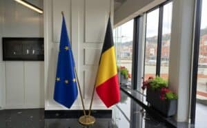 drapeau belge avec mat