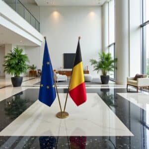 drapeau belge avec mat