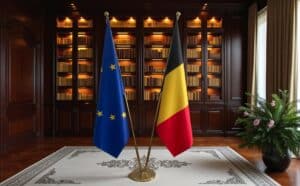 drapeau belge avec mat